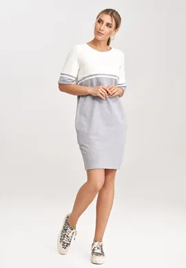 Sukienka dresowa z bawełny w kolorze szary ecru M1028 rozmiar XXXL